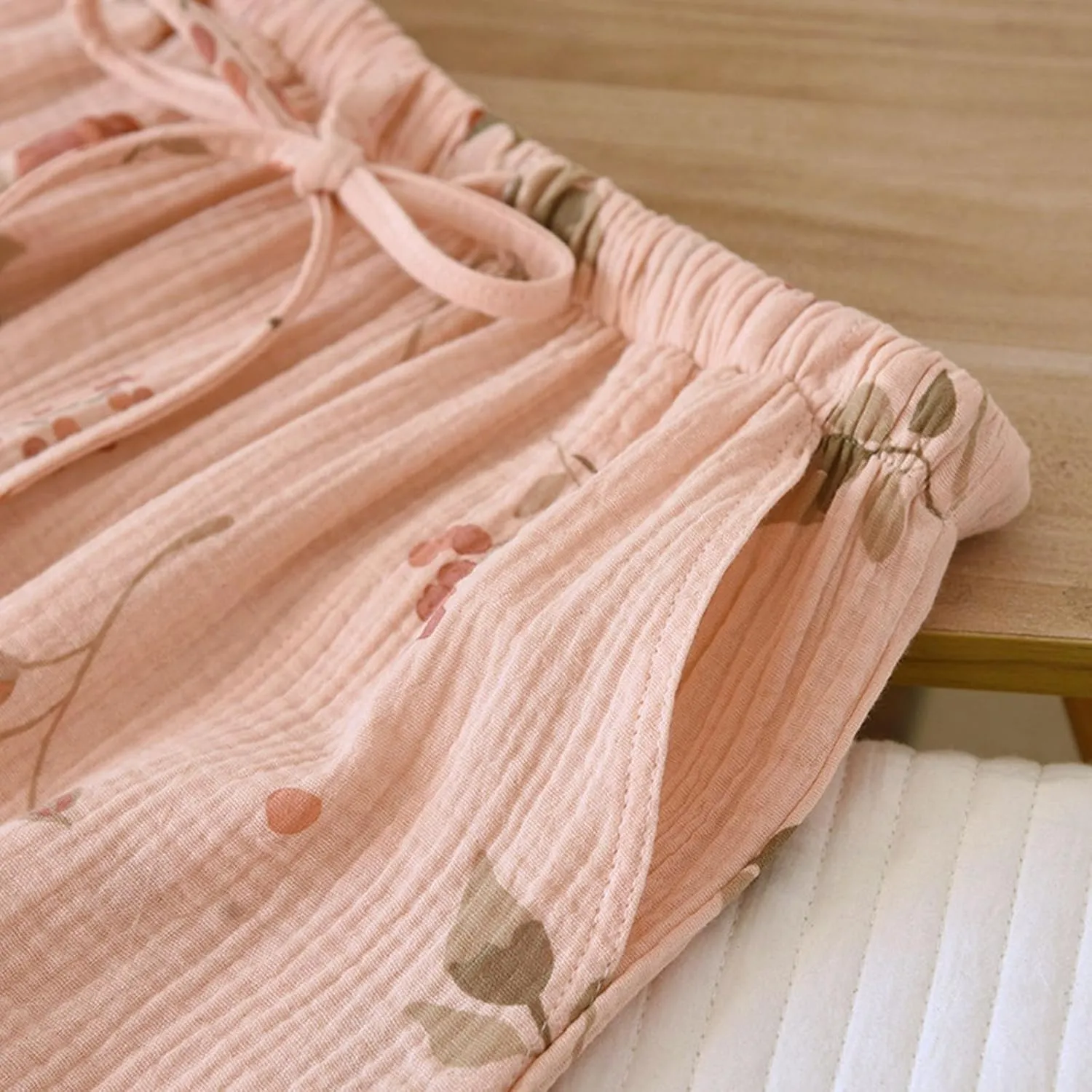 Women's Pajamas Pants Fashion Floral Cotton Lightweight Wide Leg Pants Summer Loose Lounge Home PJ's Trouser
